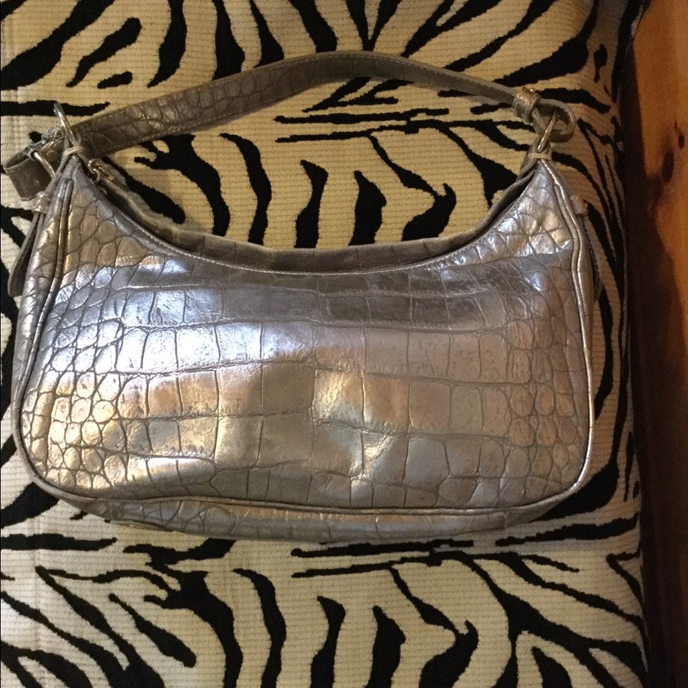Donald Pliner silver hobo bag